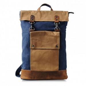 KP3  VINTAGE TAR III™ Rucksack Canvas mit Leder Damen / Herren  - dunkelgrau 17"